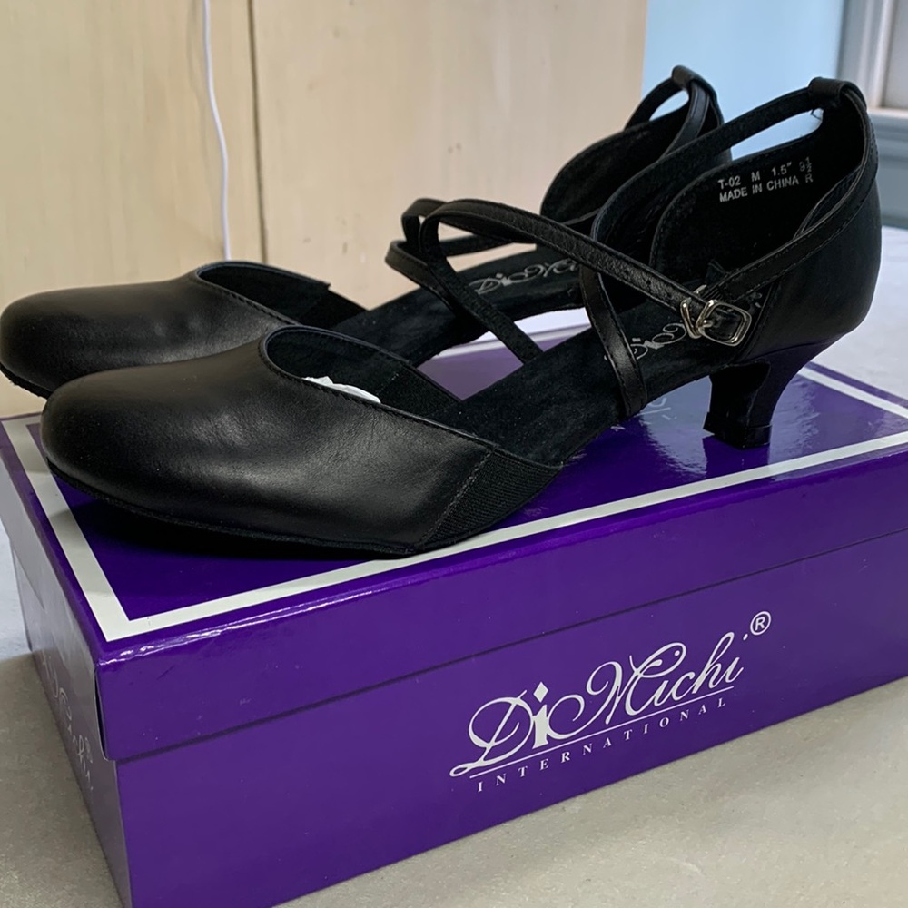 Di Michi NIB Sasha ballroom dance shoes 1.5” black sz 9.5 leather